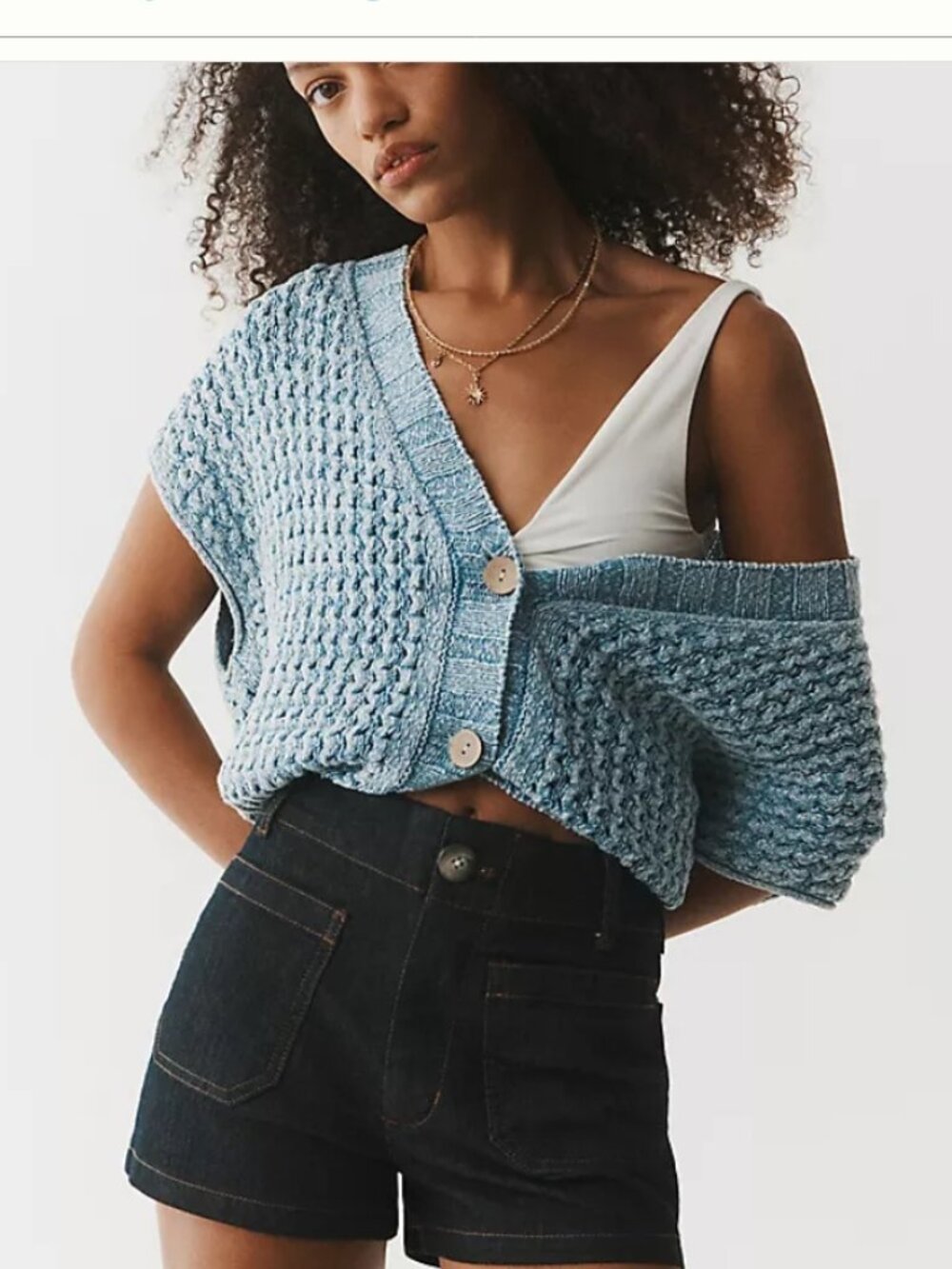 Anthropologie | Pilcro Oversized Distressed Sweater Vest Blue NWT XS
